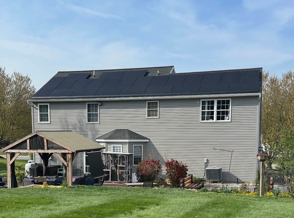 Solar panels installed on residential roof in Pennsylvania